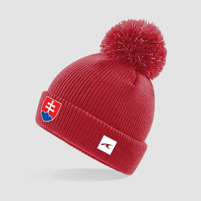 Slovensko pletená zimná čiapka červená