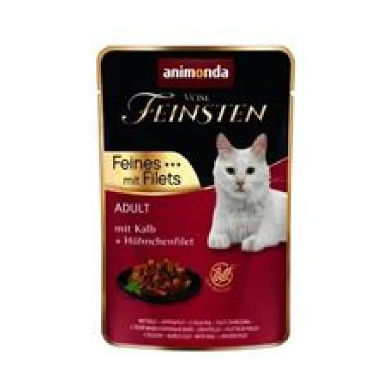 Vom Feinsten Adult FEINES m.Fillets - telecí + kuřecí filet, kapsička pro kočky 85g