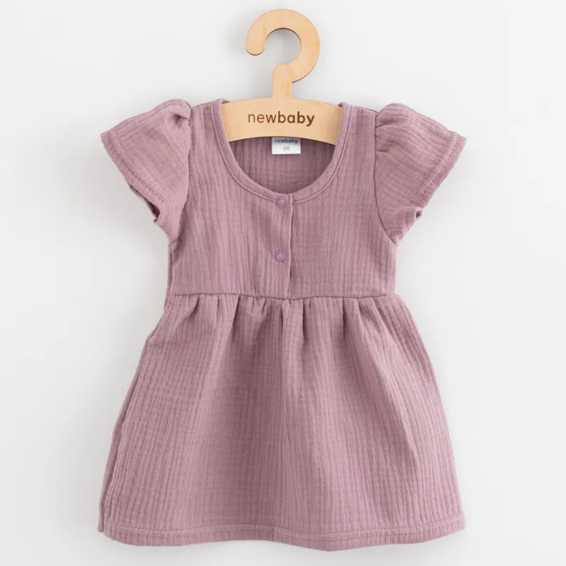Dojčenské mušelínové šaty New Baby lavender