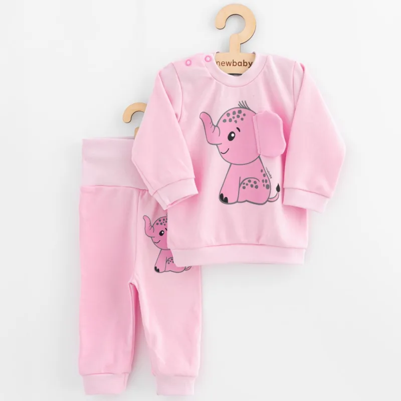 Dojčenská súprava tričko a tepláčky New Baby Happy Elephant pink