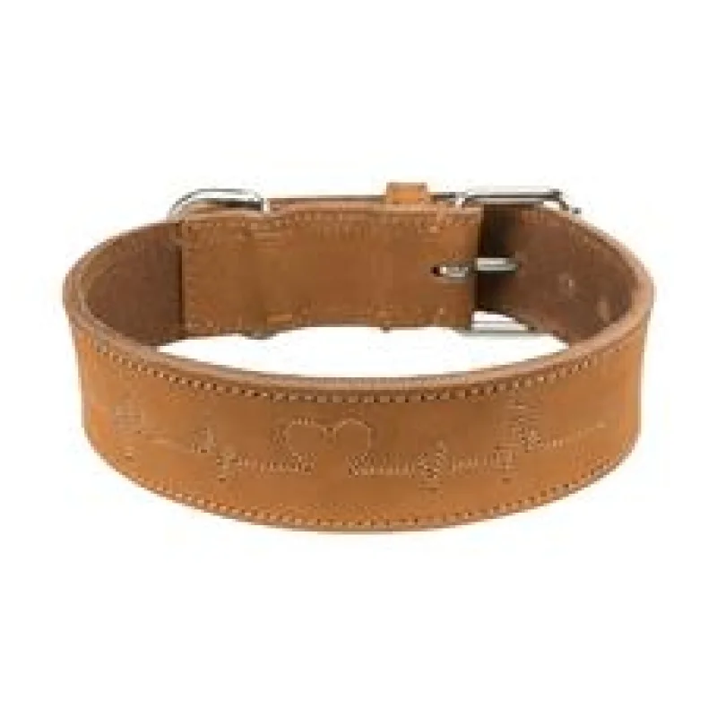 Rustic kožený obojek Heartbeat - hnědá M:38-47cm/40mm