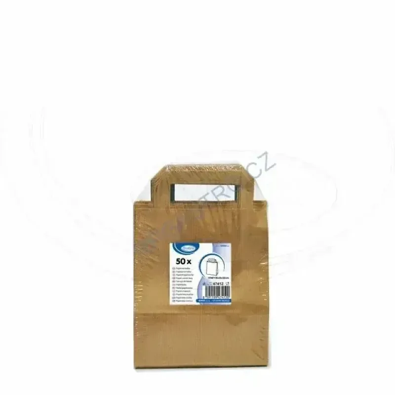 Papírové tašky 18+8 x 22 cm hnědé, ploché ucho [50 ks] (47412) - CH7A