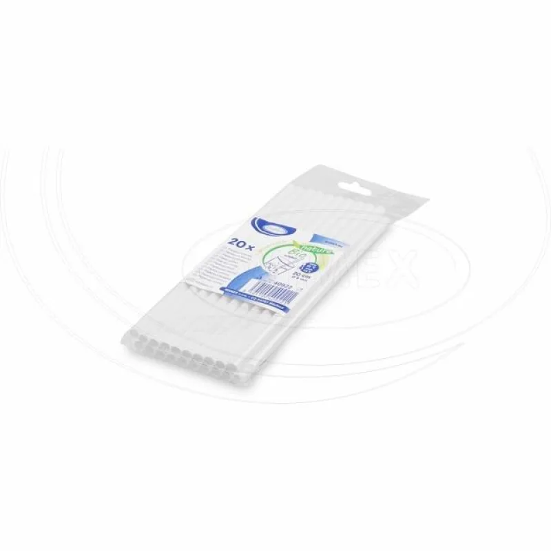 Slámky papírové JUMBO bílé 20 cm, Ø 8 mm [20 ks] (40922 - 8B)