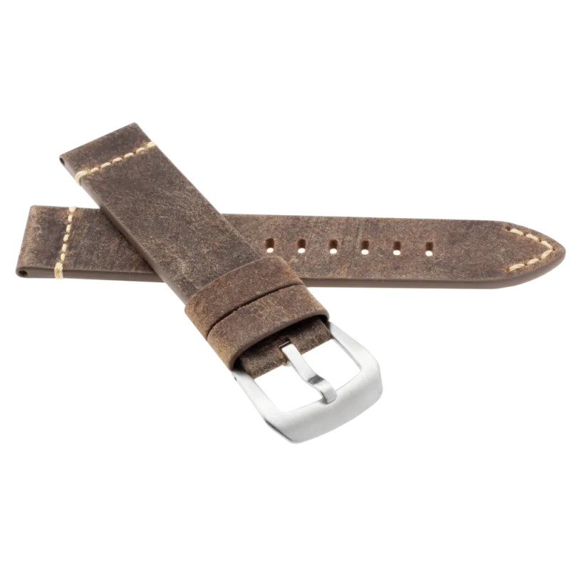 JVD Kožený unisex hnědý řemínek na hodinky R41002/22