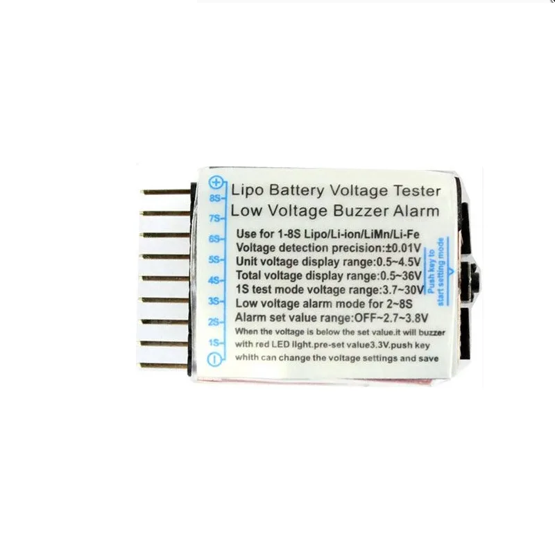 Tester Li-Pol/Li-Ion baterií 1-8 S s alarmem