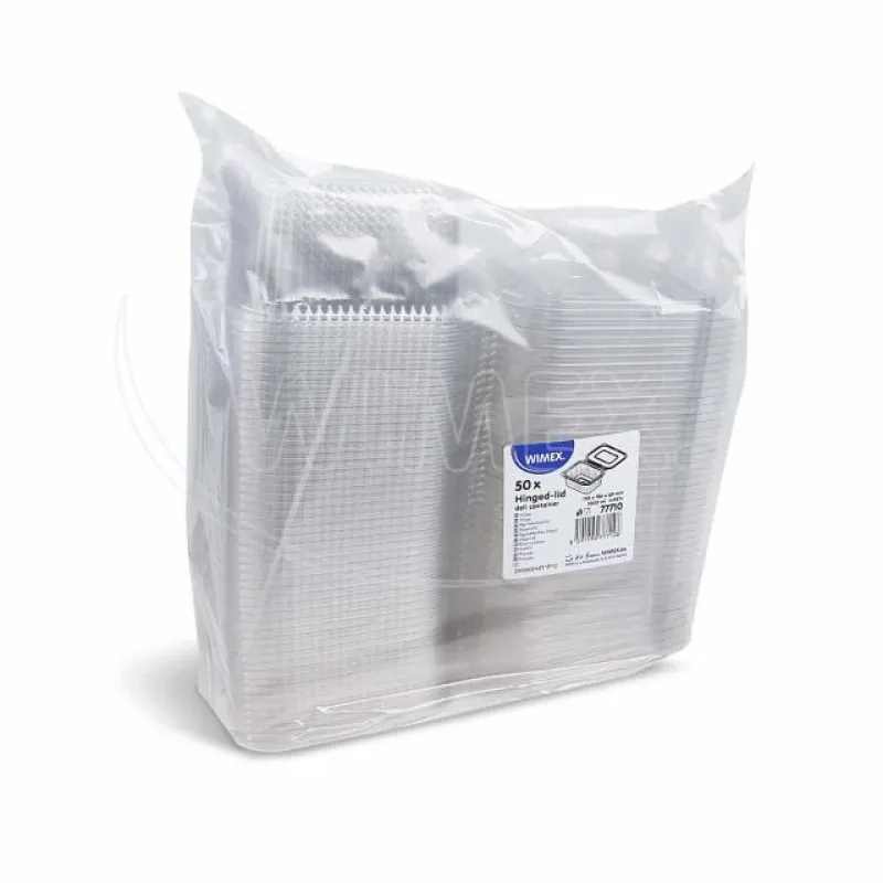 Miska hranatá průhledná s integrovaným víčkem 1000 ml (rPET) [50 ks] (77710 )