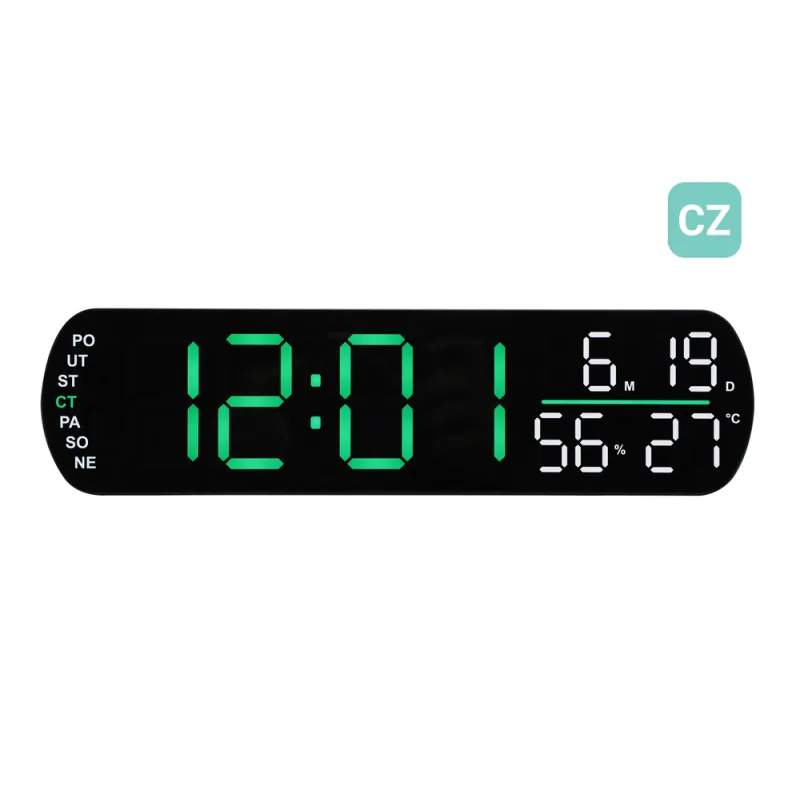 JVD Digitální černý budík do el. sítě JVD SB5512.4 se zelenými LED číslicemi