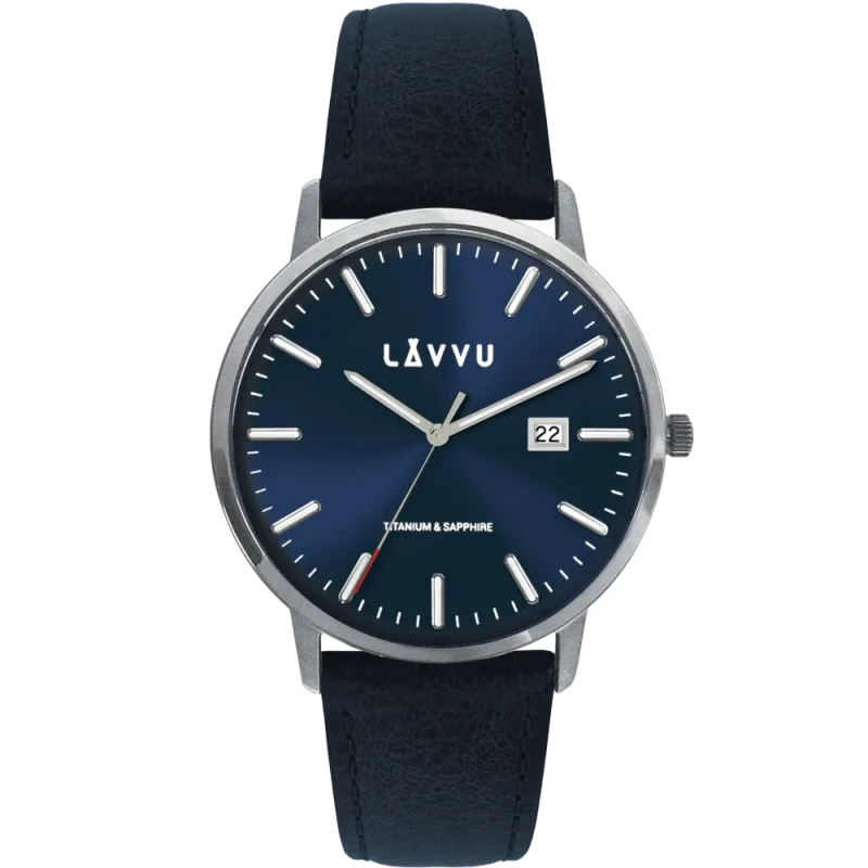 LAVVU Modré náramkové pánské hodinky se safírovým sklem Copenhagen Titanium Blue LWM0262