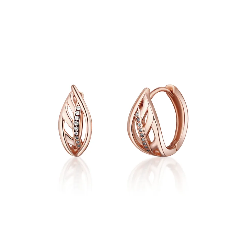 JVD Dámské kruhové stříbrné rose gold náušnice se zirkony SVLE1536XH2RO00