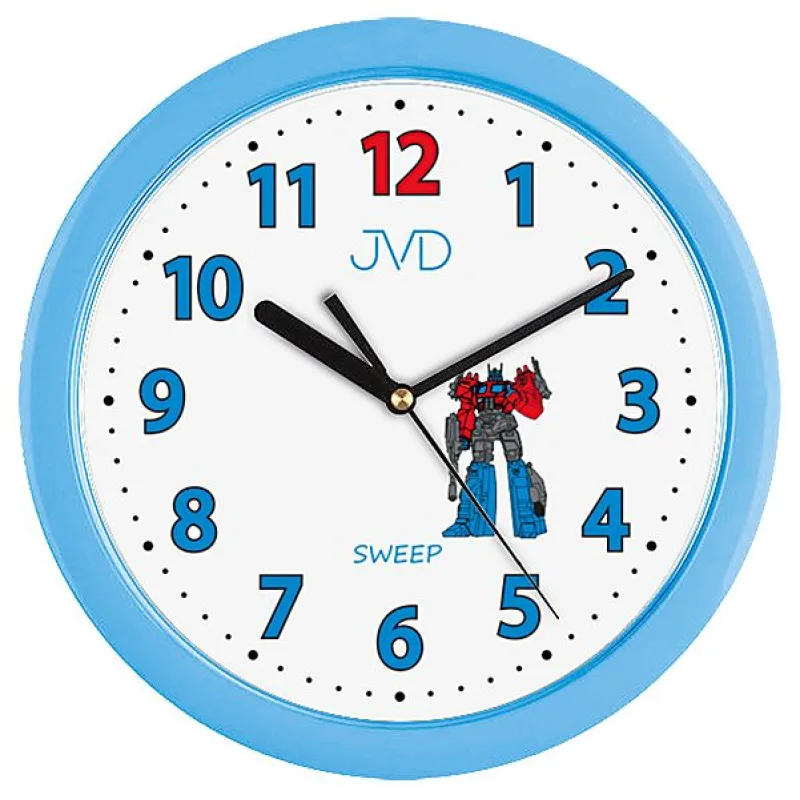 Modré dětské nástěnné hodiny JVD H12.6 s transformers autobotem