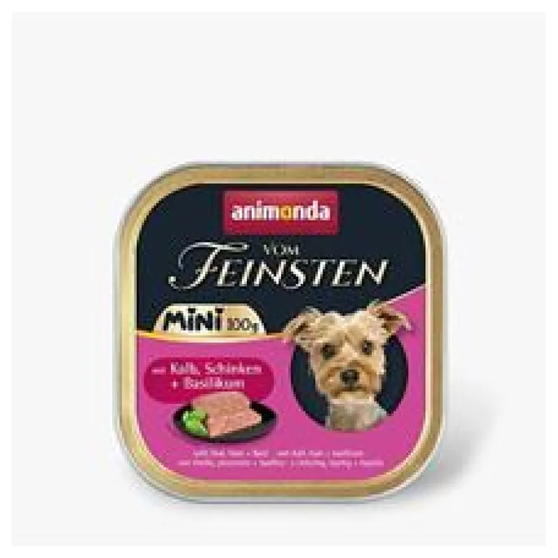ANIMONDA paštika Vom Feinsten MINI - telecí, šunka, bazalka pro psy 100g