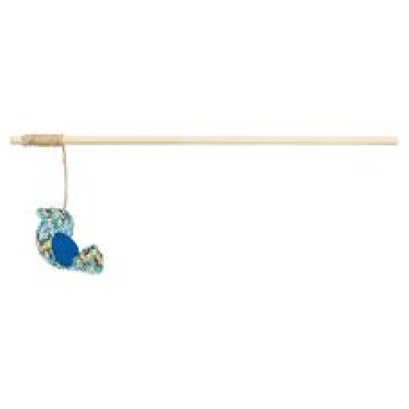 Hrací prut s ptáčkem, catnip, polyester/dřevo 1 ks/40cm