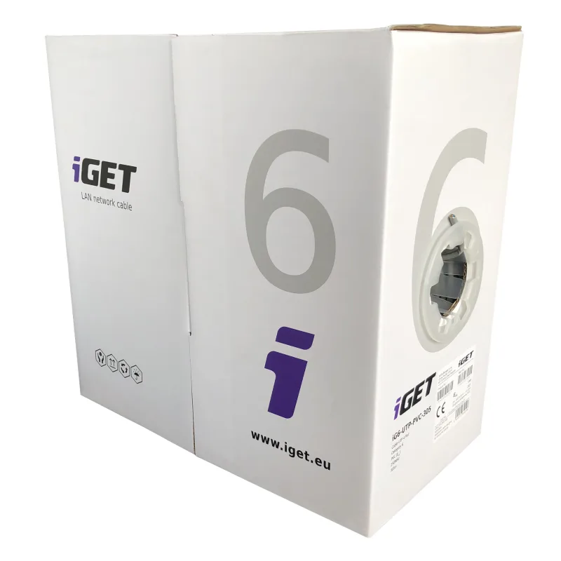 Inštalačný kábel iGET CAT6 UTP PVC Eca 305m/ box, kábel drôt, s triedou…