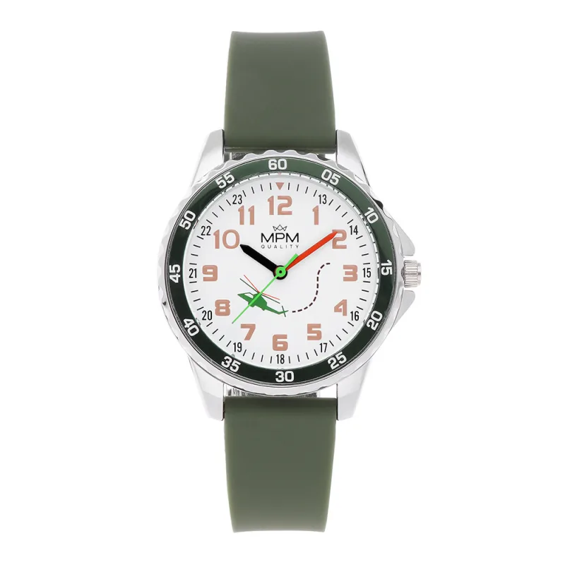 MPM Dětské zelené chlapecké MPM hodinky s motivem vrtulníku W05M.11332.B