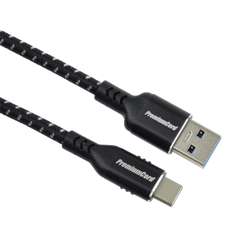 PremumCord kábel USB-C - USB 3.0 A (USB 3.2 gen1, 3A, 5Gbit/s) bavlnený…