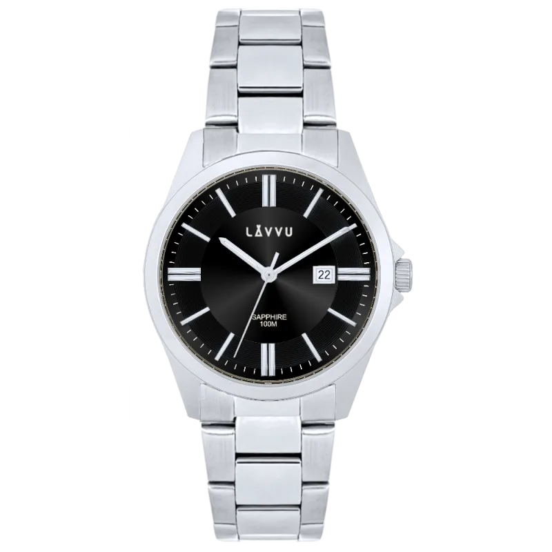 LAVVU Pánské hodinky se safírovým sklem HALLAND Dark Grey LWM0301