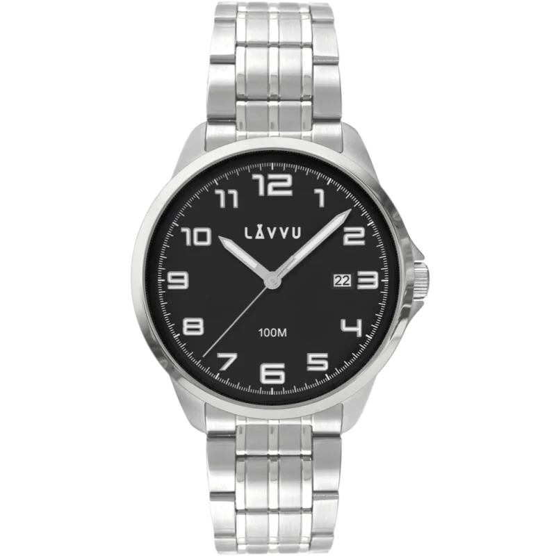LAVVU Stylové stříbrné pánské hodinky LAVVU SORENSEN Black LWM0202