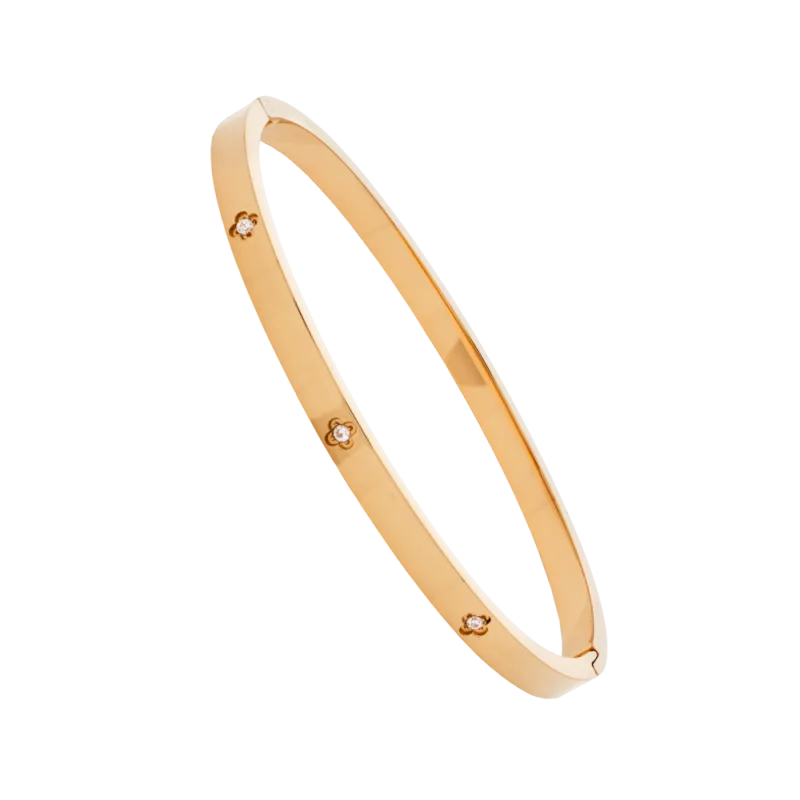 JVD Dámský pevný ocelový rose gold náramek se zirkony JGB17R