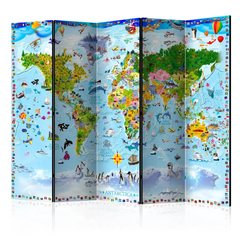 Artgeist Paraván - World Map for Kids II [Room Dividers]