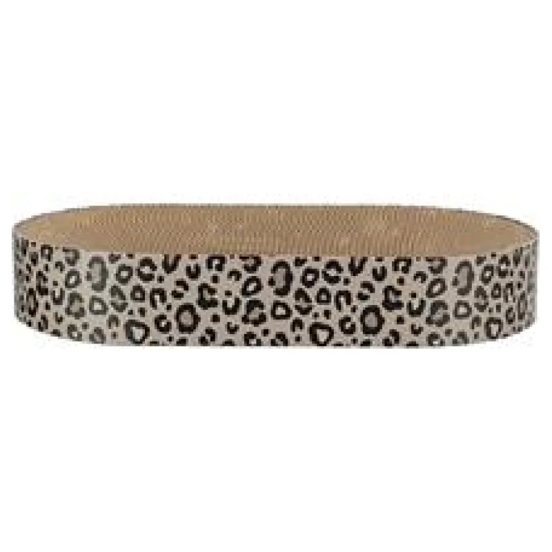Kartonové škrabací lůžko LEO, s catnipem, 63 x 10 x 35 cm, hnědá/leopardí 1 ks