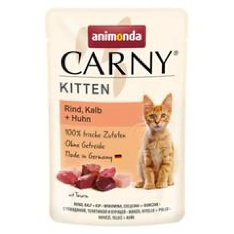 Carny Kitten 85 g hovězí, telecí+kuřecí, kapsička pro koťata 85 g
