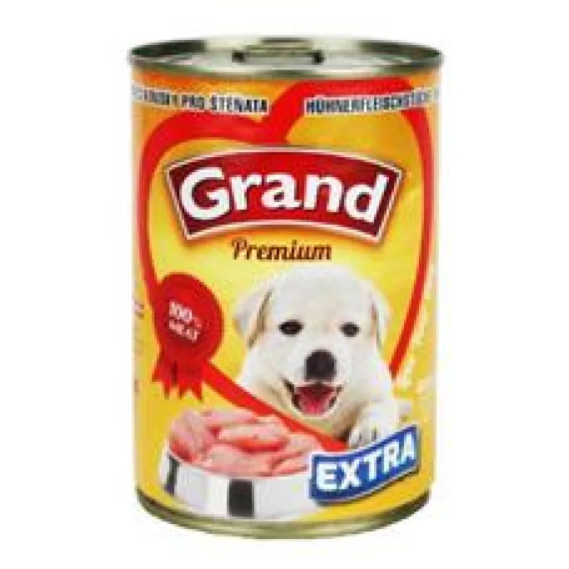 GRAND konz. štěně Extra kuř.kousky 405 g