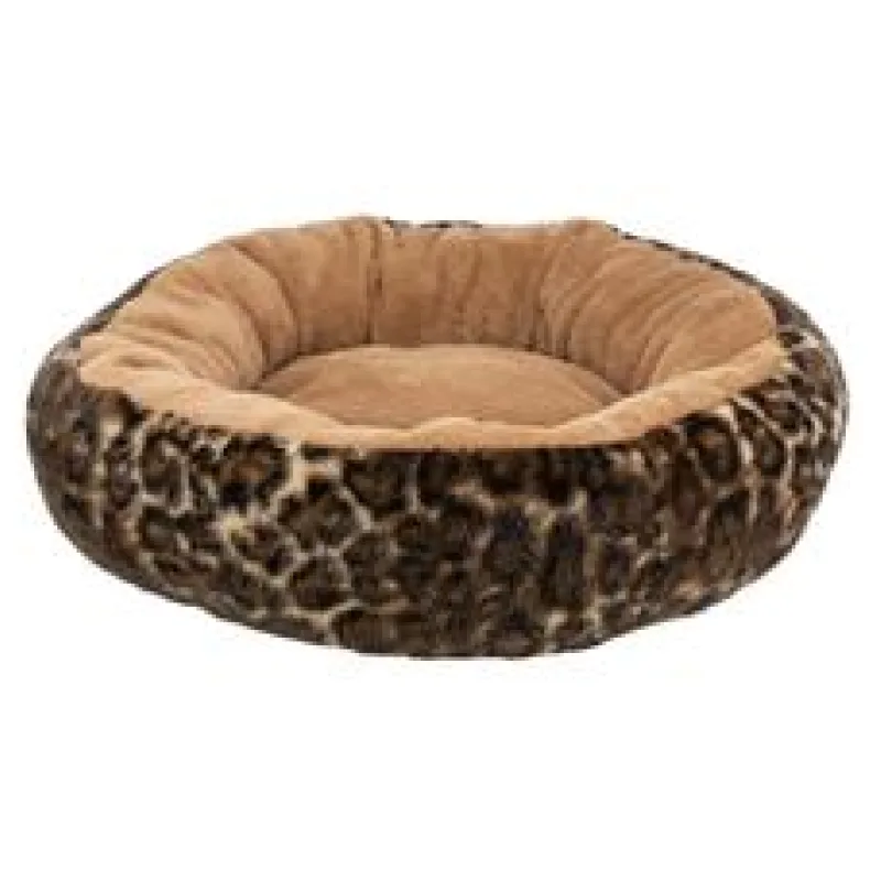 SOFT Edition kulaté lůžko LEO s okrajem, ⌀ 50 cm, hnědá/leopardí ⌀ 50 cm