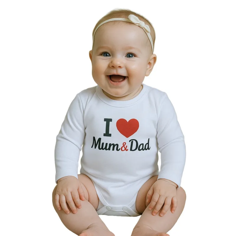 Body s potlačou New Baby I Love Mum and Dad