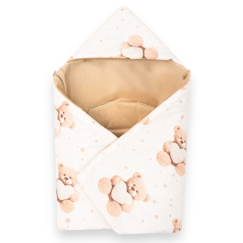 Zateplená zavinovačka do autosedačky New Baby Love Teddy Bear beige