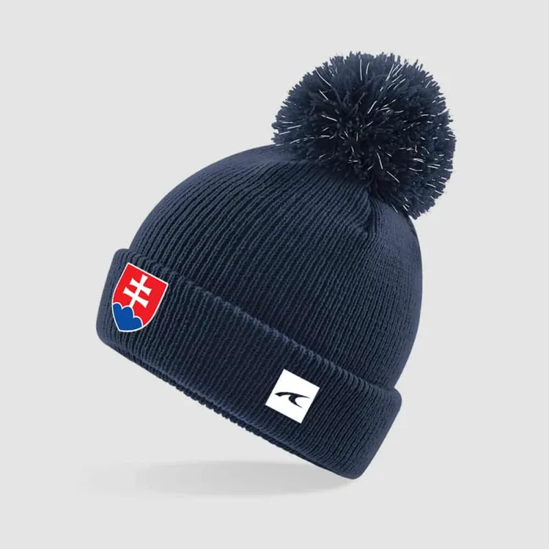 Slovensko pletená zimná čiapka tmavomodrá