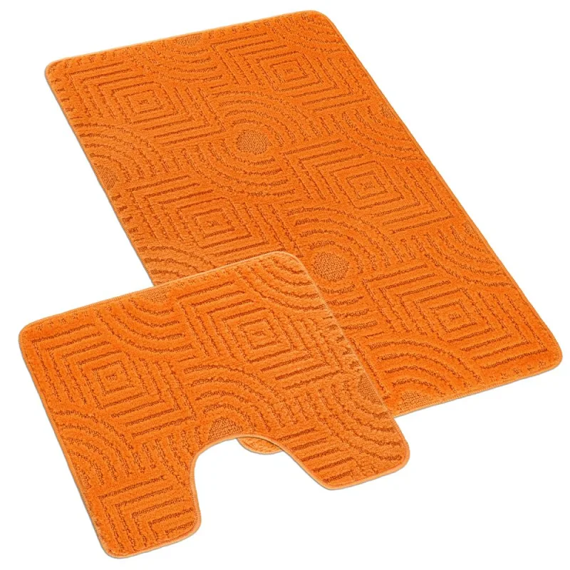 Kúpeľňová a WC predložka bludisko oranžové 60x100+60x50cm