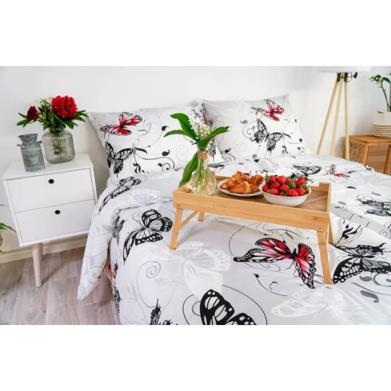 Stanex Luxusné obliečky Motýľ biely 100% Bavlna 140x200/70x90 cm