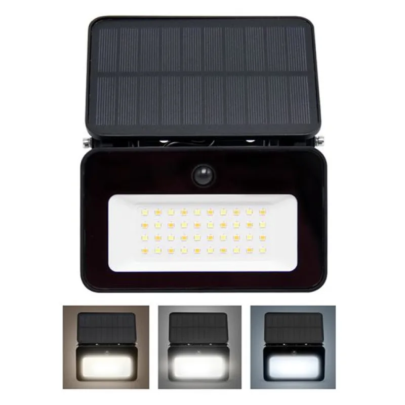 Solight LED solárny reflektor so senzorom, 6W, 660lm, 3CCT, Li-Ion,…