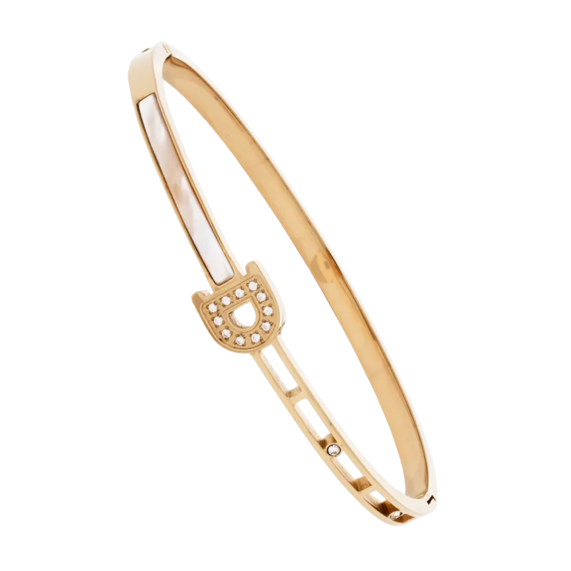 JVD Dámský pevný ocelový rose gold náramek se zirkony JGB15R