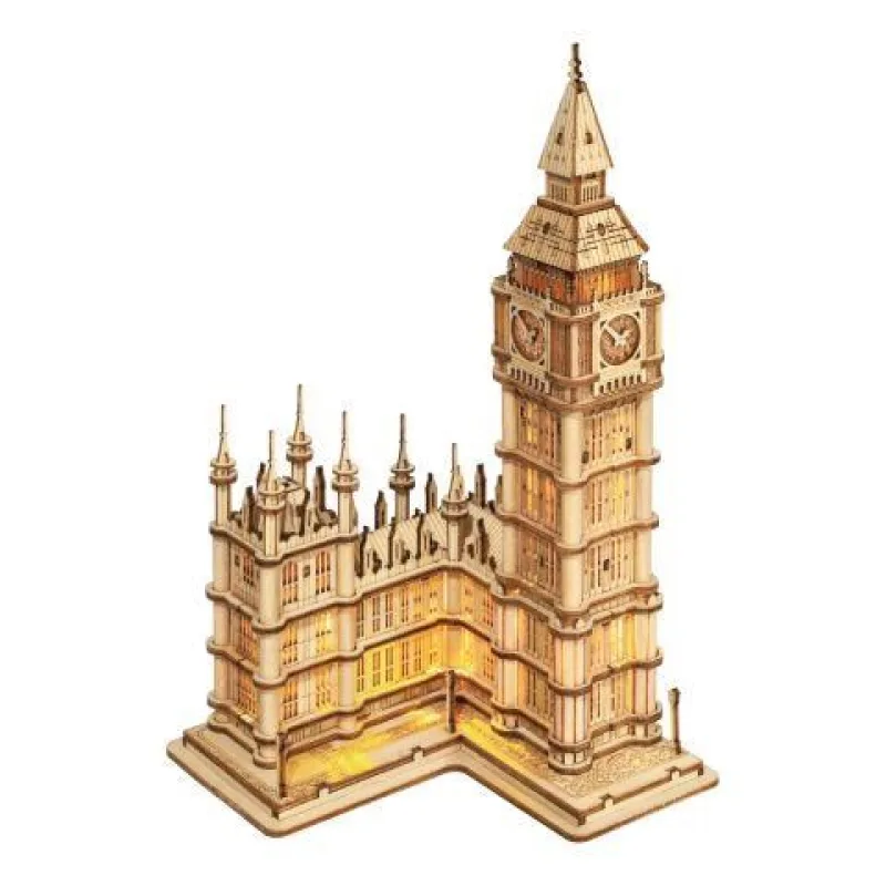 RoboTime dřevěné 3D puzzle hodinová věž Big Ben svítící TG507