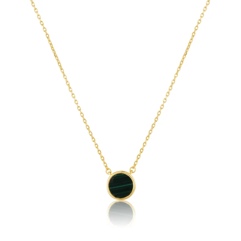 JVD Dámský stříbrný pozlacený náhrdelník s malachitem SVLN0958SH2GZ43