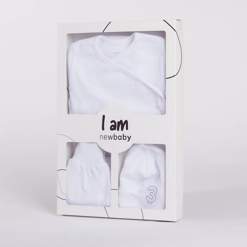 3-dielna dojčenská súpravička do pôrodnice New Baby I AM biela