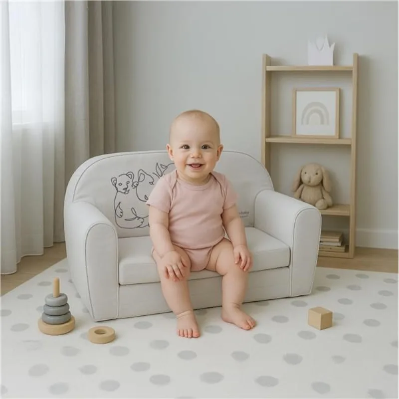 Detská rozkladacia pohovka New Baby Lion Family light grey