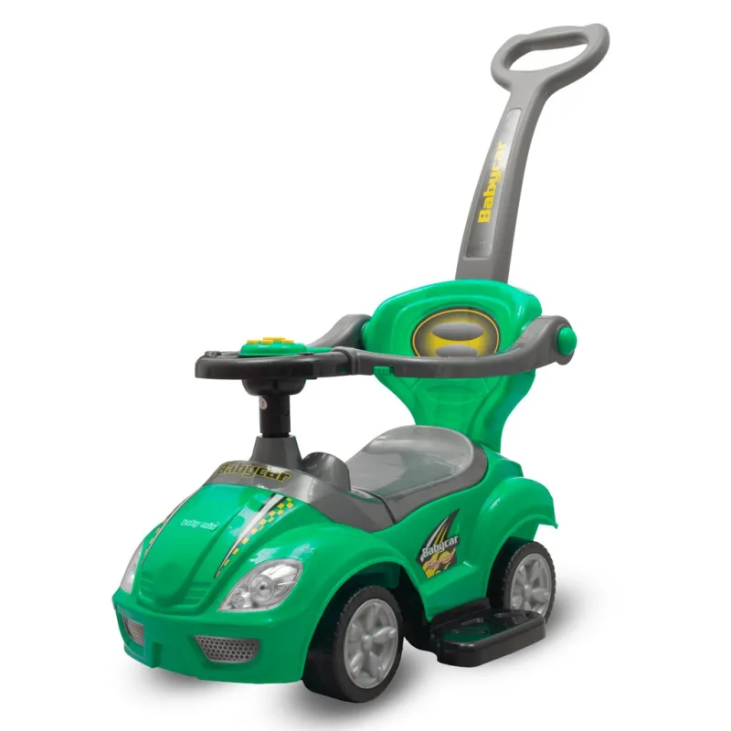 Detské odrážadlo s vodiacou tyčou 3v1 Baby Mix Mega Car zelené