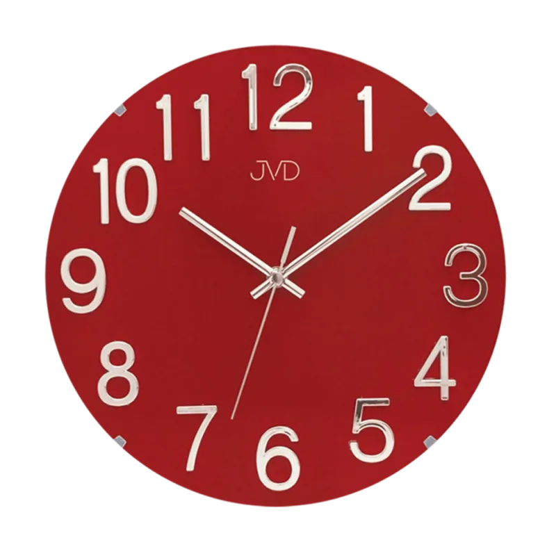 JVD Skleněné červené nástěnné hodiny JVD HT98.4