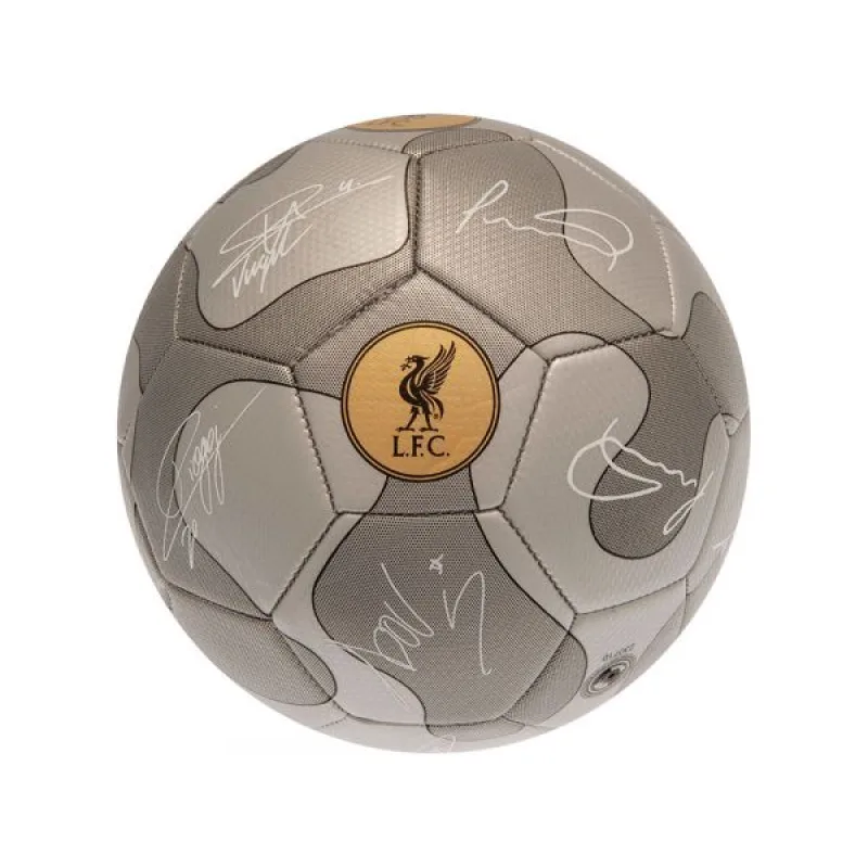 Liverpool futbalová lopta s podpismi šedá