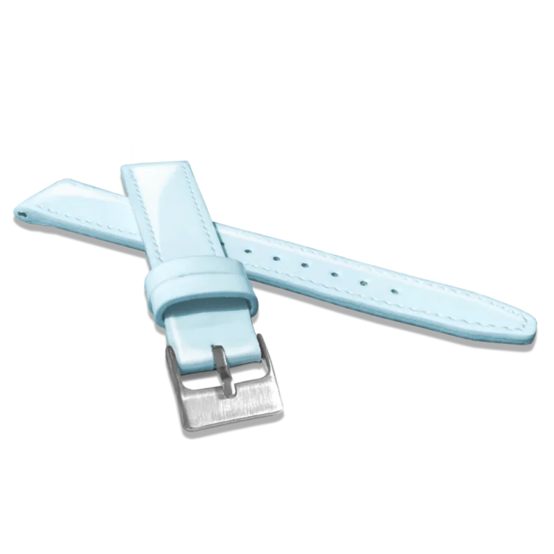 Světle modrý kožený řemínek s vysokým leskem MINET GLAMOUR - 16 MSOUJ16