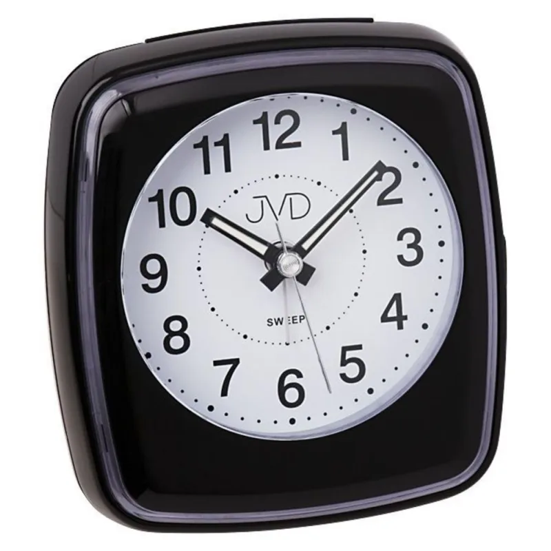 JVD Černý netikající tichtý bateriový budík JVD basic SRP312.2