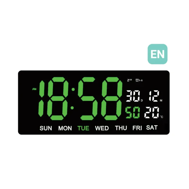 JVD Digitální černé nástěnné hodiny s LED zelenými číslicemi JVD DH3604.2