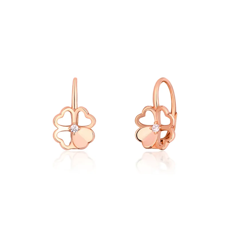 JVD Dámské rose gold stříbrné náušnice se zirkony klasické SVLE1515XH2ROXS
