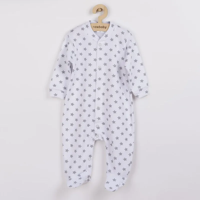 Dojčenský overal New Baby Classic II sivý s hviezdičkami