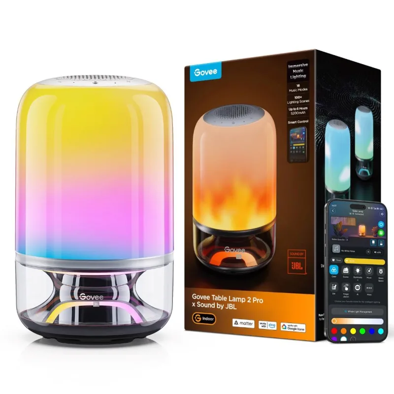 Govee Table Lamp 2 RGBW Akumulátorová lampa s reproduktorem - zvuk od JBL…