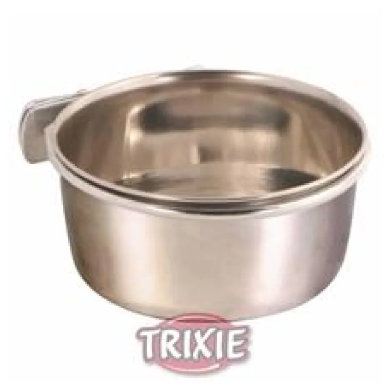 Nerezové krmítko s pevným úchytem do klece TRIXIE 600 ml/ 12 cm