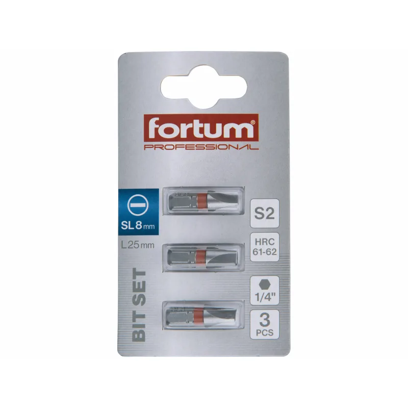 FORTUM-KITO Bity ploché S2, rôzne veľkosti 3-8x25 mm