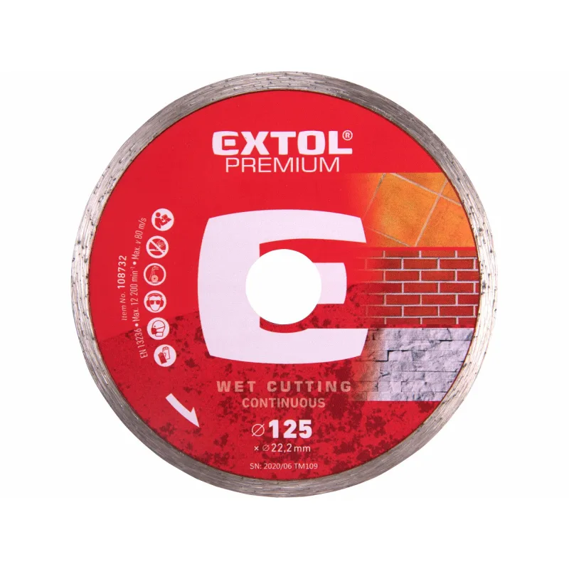Diamantový rezný kotúč plný, 125mm, EXTOL PREMIUM